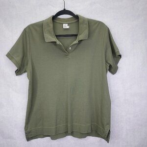Peruvian Connection Polo Shirt Women's L Short Sleeve Pima Cotton Green Preppy